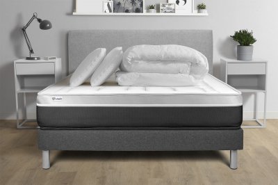 VITALIT Pack matelas m&eacute;moire de forme + sommier 160x200 cm + couette + 2 oreillers  - VITAL SOFT