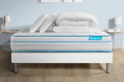 BODYCARE Pack matelas sommier kit 140x190 oreiller couette