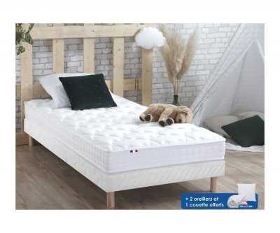 IDLITERIE Pack matelas sommier oreiller couette 90x190