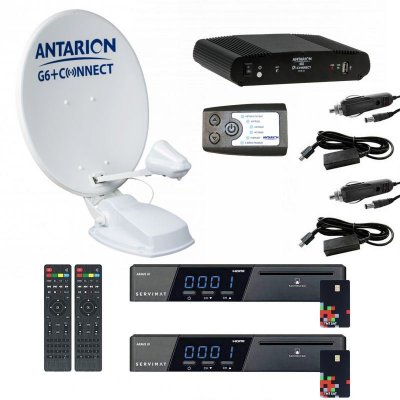 ANTARION Pack Parabole Satellite Automatique 72cm TWIN + 2x R&eacute;cepteurs TNTSAT HD + Positionneur