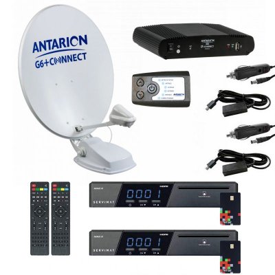 Pack Parabole Satellite Automatique 85cm TWIN + 2x R&eacute;cepteurs TNTSAT HD + Positionneur