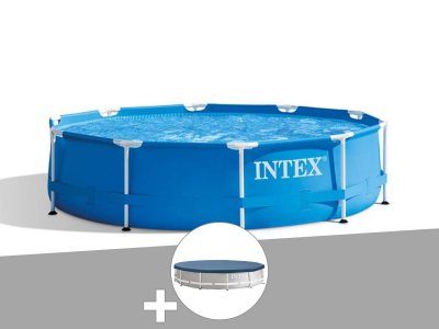 INTEX Pack piscine tubulaire Metal Frame ronde 3,05 x 0,76 m + B&acirc;che de protection