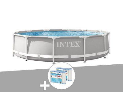 INTEX Pack piscine tubulaire Prism Frame ronde 3,66 x 0,76 m + 6 cartouches de filtration
