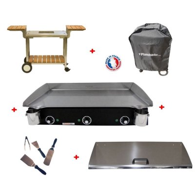 PLANCHAELEC Pack plancha &eacute;lectrique  lux 830 carbon - chariot bois/inox