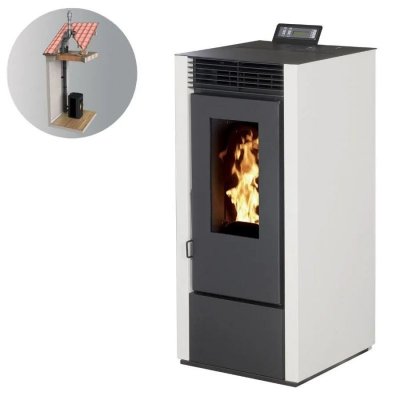 INTERSTOVES Pack Po&ecirc;le &agrave; granules MARINA 14KW Etanche + Kit Conduit 80/125 - Blanc