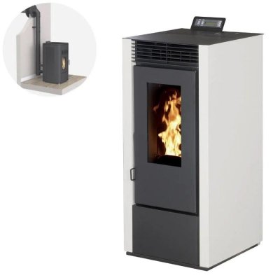 INTERSTOVES Pack Po&ecirc;le &agrave; granules MARINA 14KW Etanche + Kit Conduit Ventouse - Blanc