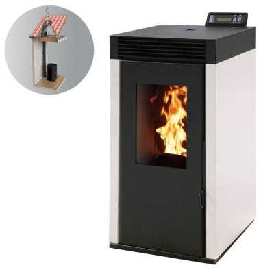 INTERSTOVES Pack Po&ecirc;le &agrave; granules MARINA 6KW Etanche + Kit Conduit 80/125 - Blanc