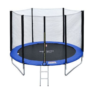 HAPPY GARDEN Pack premium trampoline 180cm r&eacute;versible bleu - vert cairns + filet, &eacute;chelle, b&acirc;che et kit d'ancrage