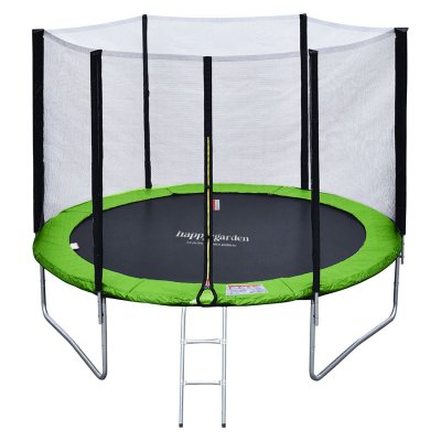 HAPPY GARDEN Pack Premium Trampoline &Oslash;305cm vert et bleu avec filet + &eacute;chelle + b&acirc;che + kit d'ancrage