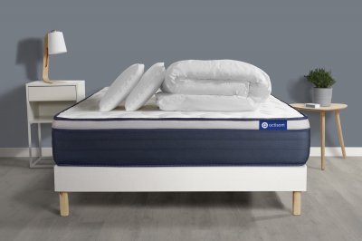 ACTISOM Pack pr&ecirc;t &agrave; dormir 140x200 cm sommier kit blanc