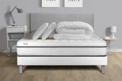 VITALIT Pack pr&ecirc;t &agrave; dormir 200 x 200 cm M&eacute;moire de forme VITAL SPA - 24 cm - Ferme - sommier kit Blanc