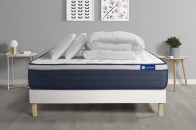 ACTISOM Pack pr&ecirc;t &agrave; dormir 200x200 cm sommier kit blanc