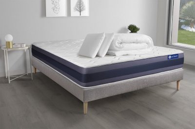 ACTISOM Pack pr&ecirc;t &agrave; dormir 200x200 cm sommier kit gris