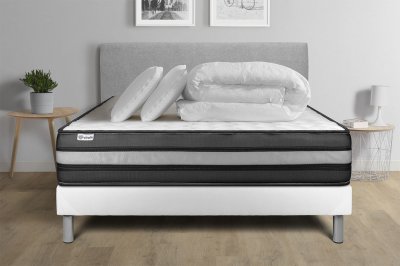 VITALIT Pack pr&ecirc;t a dormir VITALPOWER ZEN 160 x 200 cm sommier Kit blanc