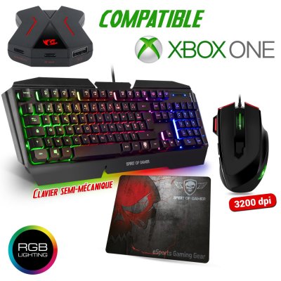 SPIRIT OF GAMER Pack Pro -  - Pro-K5 - Clavier semi-m&eacute;canique - Souris RGB - Tapis anti-d&eacute;rapant