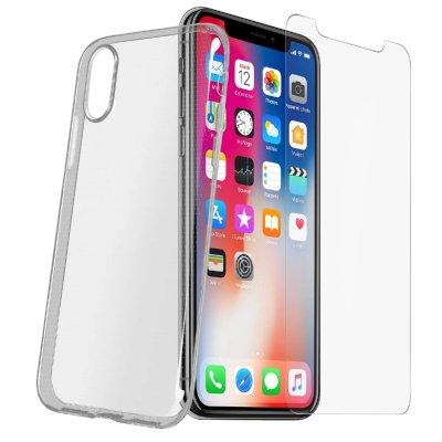 AVIZAR Pack Protection iPhone X / XS Coque transparente + Verre tremp&eacute;