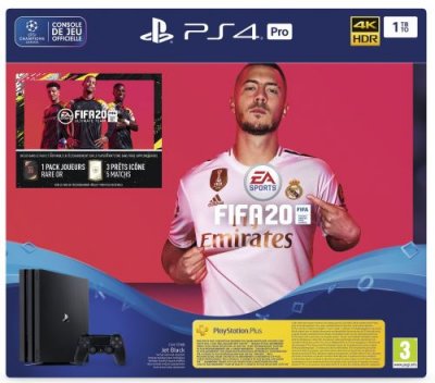Pack Ps4 Pro 1to Noire + FIFA 20 + Ps+ 14j Vch