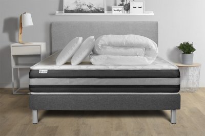 VITALIT Pack Ressorts et M&eacute;moire de forme[ 200x200cm kit Gris