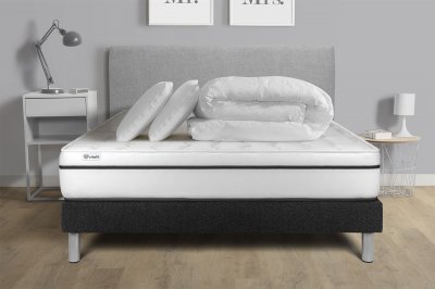 VITALIT Pack sommier kit matelas M&eacute;moire de forme 140x190 Noir Complet