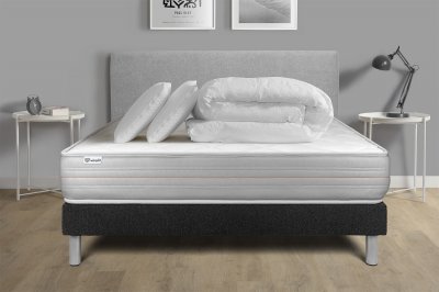 VITALIT Pack sommier kit matelas M&eacute;moire de forme 180x200 Noir Complet