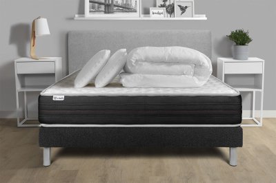 VITALIT Pack sommier kit matelas M&eacute;moire de forme 200x200 Noir Complet