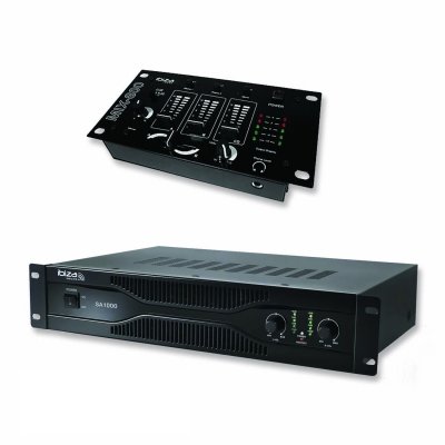 IBIZA SOUND Pack sonorisation amplificateur 700w sa1000 + table de mixage 3 voies 5 entr&eacute;es mix800