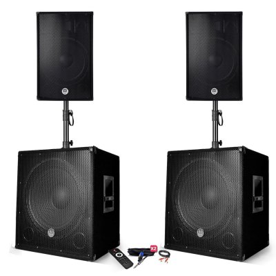 BM SONIC Pack sonorisation - BMS-151515 - 3000W - Enceintes DJ 15 + 2 Caissons 15 + Pieds - USB/BLUETOOTH