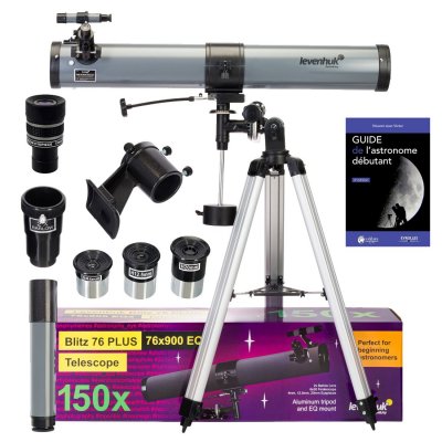  Pack T&eacute;lescope Levenhuk Blitz 76 Plus avec Zoom, Accessoires et Oculaires