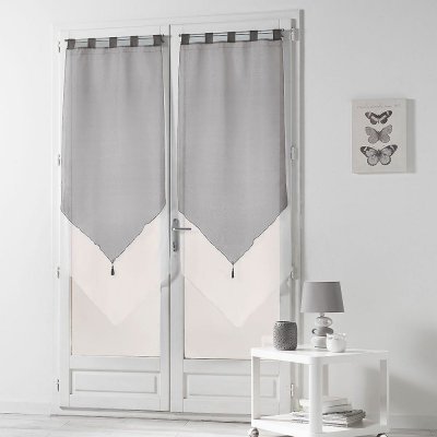 Paire de voilages ""duo"" 60x160cm blanc & gris