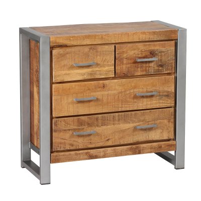 PALISSA - Commode 4 Tiroirs Bois et Acier Patin&eacute; - Altobuy