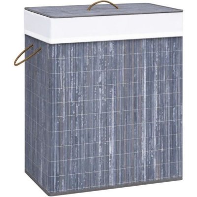 VIDAXL Panier &agrave; linge avec une seule section bambou gris 83 L  - Gris