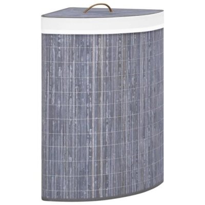 VIDAXL Panier &agrave; linge d'angle Bambou Gris 60 L  - Gris