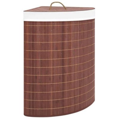 VIDAXL Panier &agrave; linge d'angle Bambou Marron 60 l  Marron fonc&eacute;