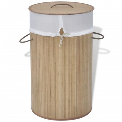 VIDAXL Panier &agrave; linge en bambou rond couleur naturelle Vida XL