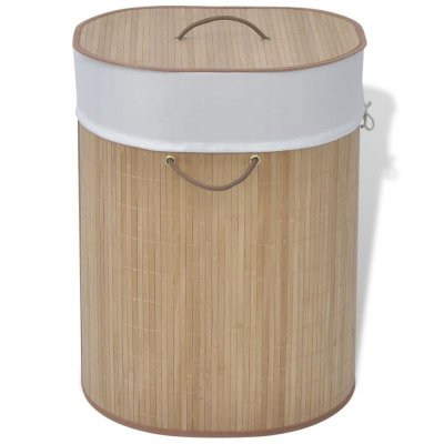 VIDAXL Panier &agrave; linge ovale Bambou naturel  - Marron clair