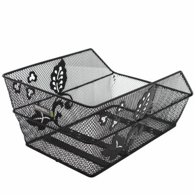 Panier arriere acier nid abeille basil cento flower noir (47x31x21cm)