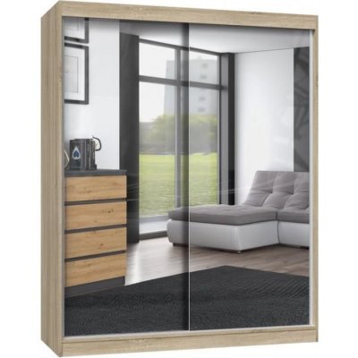 Paolo - armoire &agrave; 2 portes coulissantes - 2 miroirs - l. 160 cm - dressing de chambre 2 portes -