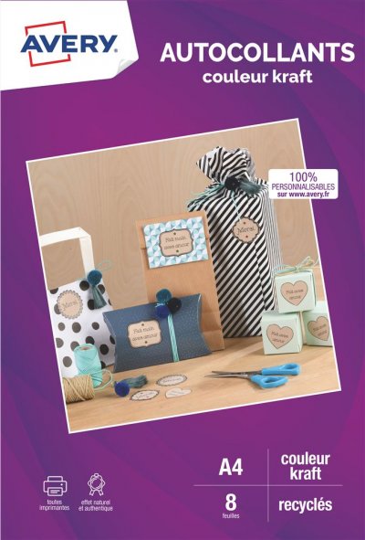 AVERY Papier  8 Autocollants kraft 19,96x