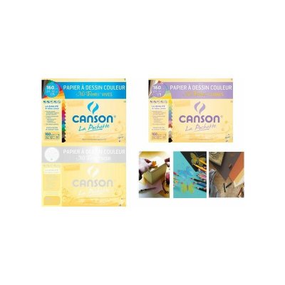CANSON Papier dessin &agrave; grain 160g 24x32 pastel - Pochette de 12 feuilles