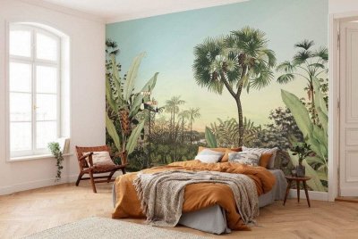  Papier peint panoramique Oasis bleu, vert intiss&eacute; l.350 x H.250 cm
