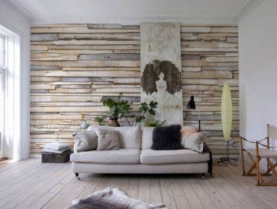 KOMAR Papier peint panoramique Whitewashed beige, l.368 x H.254 cm