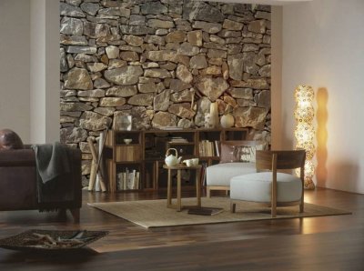 KOMAR Papier peint photo 254x368 cm en 8 l&eacute;s - Colle incluse STONE WALL