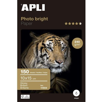 APLI Papier photo brillant 10x15 cm impression jet d'encre 