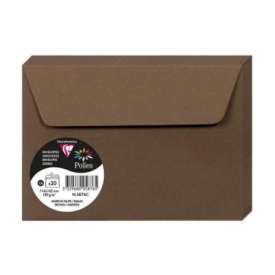 POLLEN Paquet de 20 enveloppes  114x162mm C6 Marron Taup&eacute; 120g