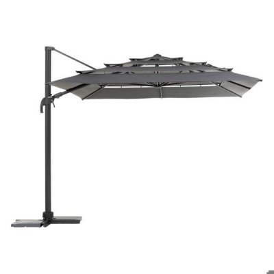 HESPERIDE Parasol 4x3 m Melhia multi toiles ol&eacute;fine anthracite Hesp&eacute;ride - Anthracite