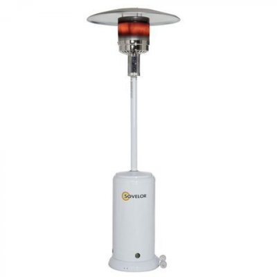 SOVELOR Parasol Chauffant Mobile Au Gaz Propane Blanc  Brasilia Mb