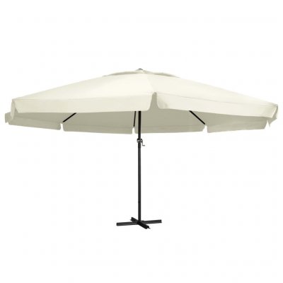 VIDAXL Parasol d'ext&eacute;rieur avec m&acirc;t en aluminium 600 cm Blanc sable  Blanc