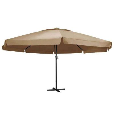 VIDAXL Parasol d'ext&eacute;rieur avec m&acirc;t en aluminium 600 cm Taupe  Taupe