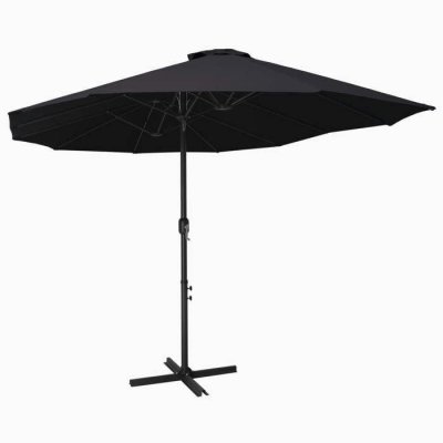 VIDAXL Parasol d'ext&eacute;rieur et poteau en aluminium 460 x 270 cm Noir