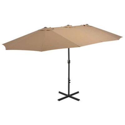 VIDAXL Parasol d'ext&eacute;rieur et poteau en aluminium 460 x 270 cm Taupe